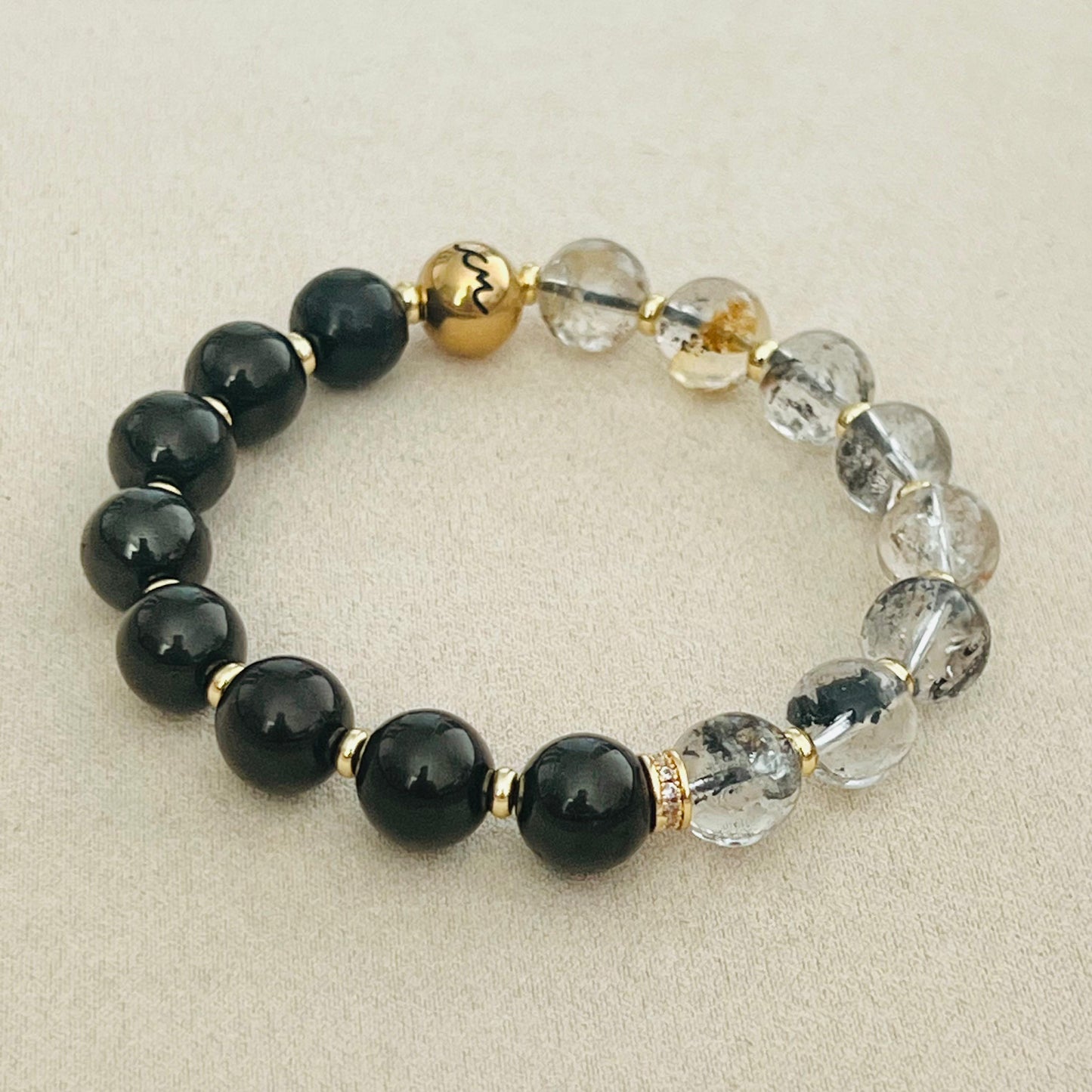 Herkimer Diamond & Jet Men Bracelet