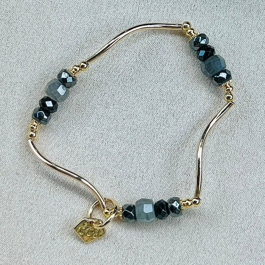 Black Spinel, Hematite & Labradorite La Grace Bracelet