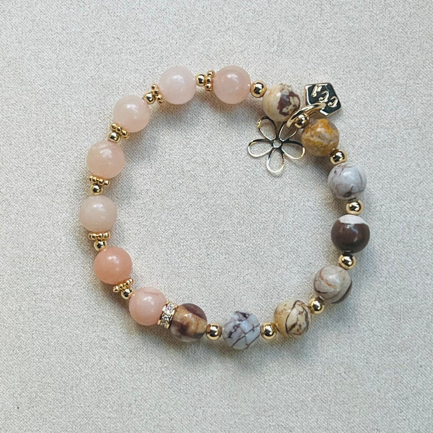 Australian Zebra Jasper & Peach Aventurine Baby Bracelet