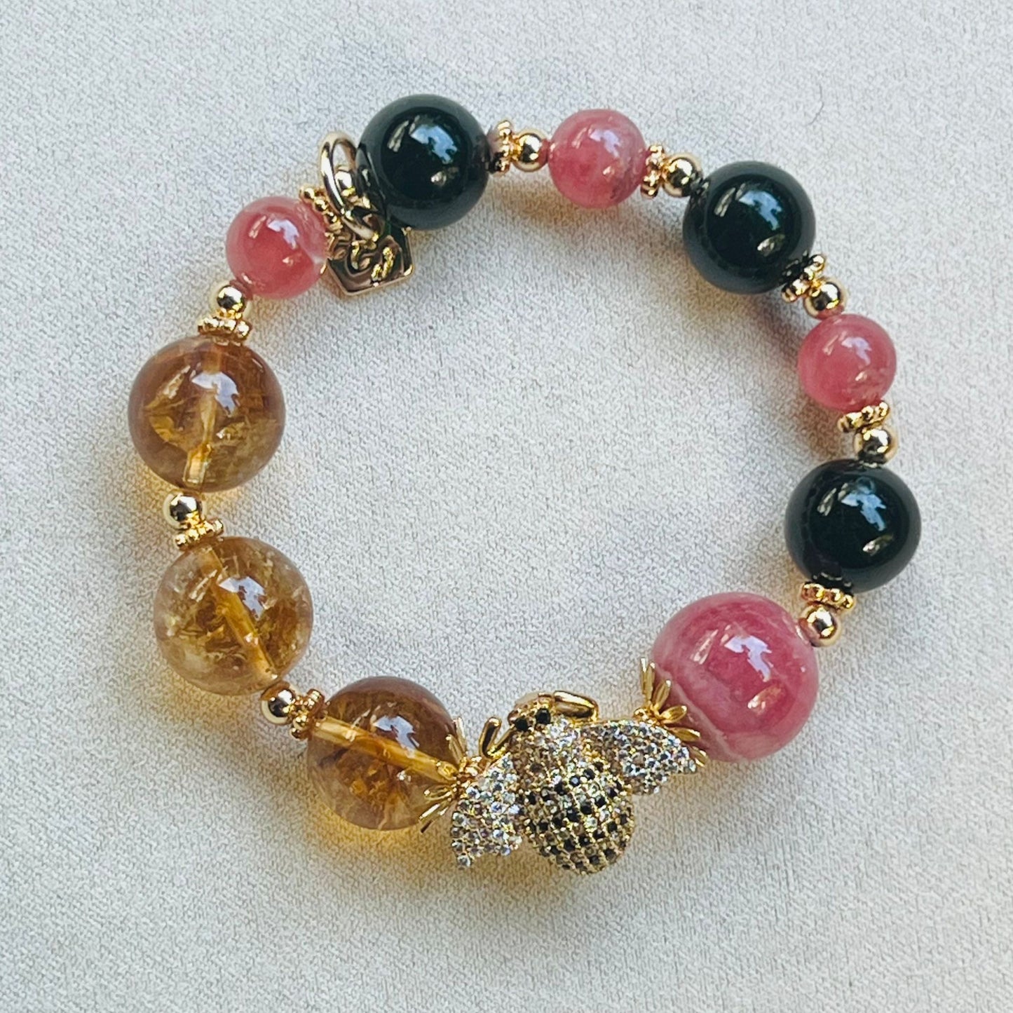 Rhodochrosite Jewel Bee Bracelet