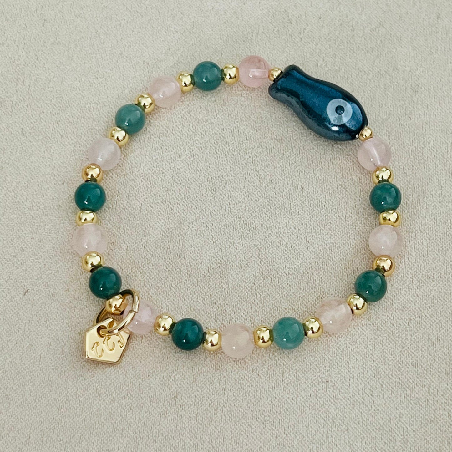 Blue Jade & Morganite Money Fish Bracelet 🐟