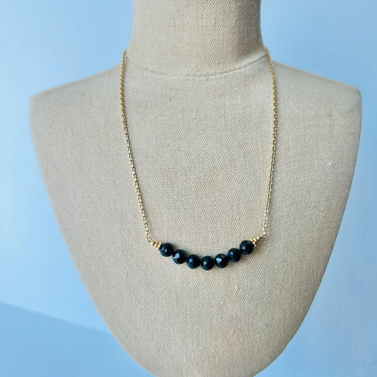 Black Spinel Moon Necklace