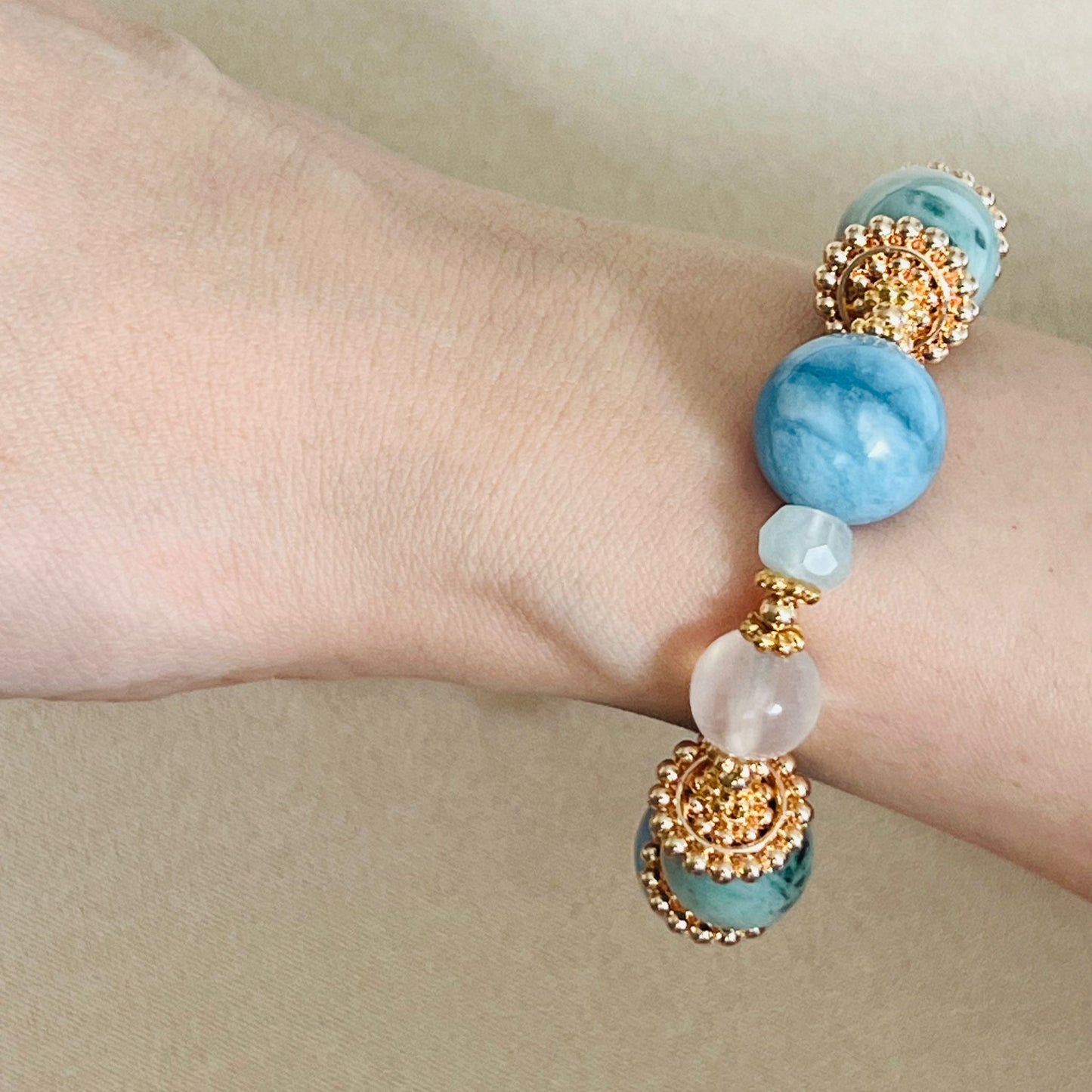 Aquamarine, Jade & Moonstone Bracelet