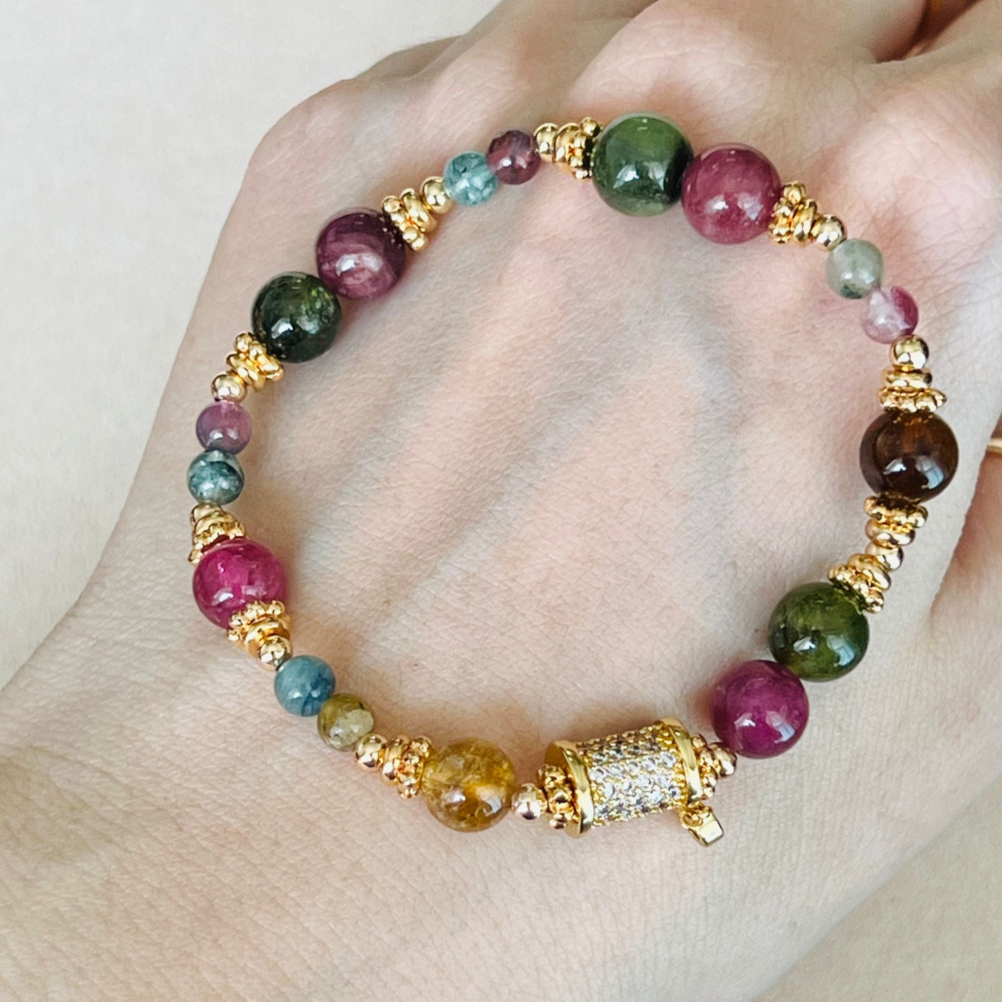 Tourmaline Crystal Beaded Multi-Colored Bracelet from Mexico - Earthy  Rainbow | NOVICA