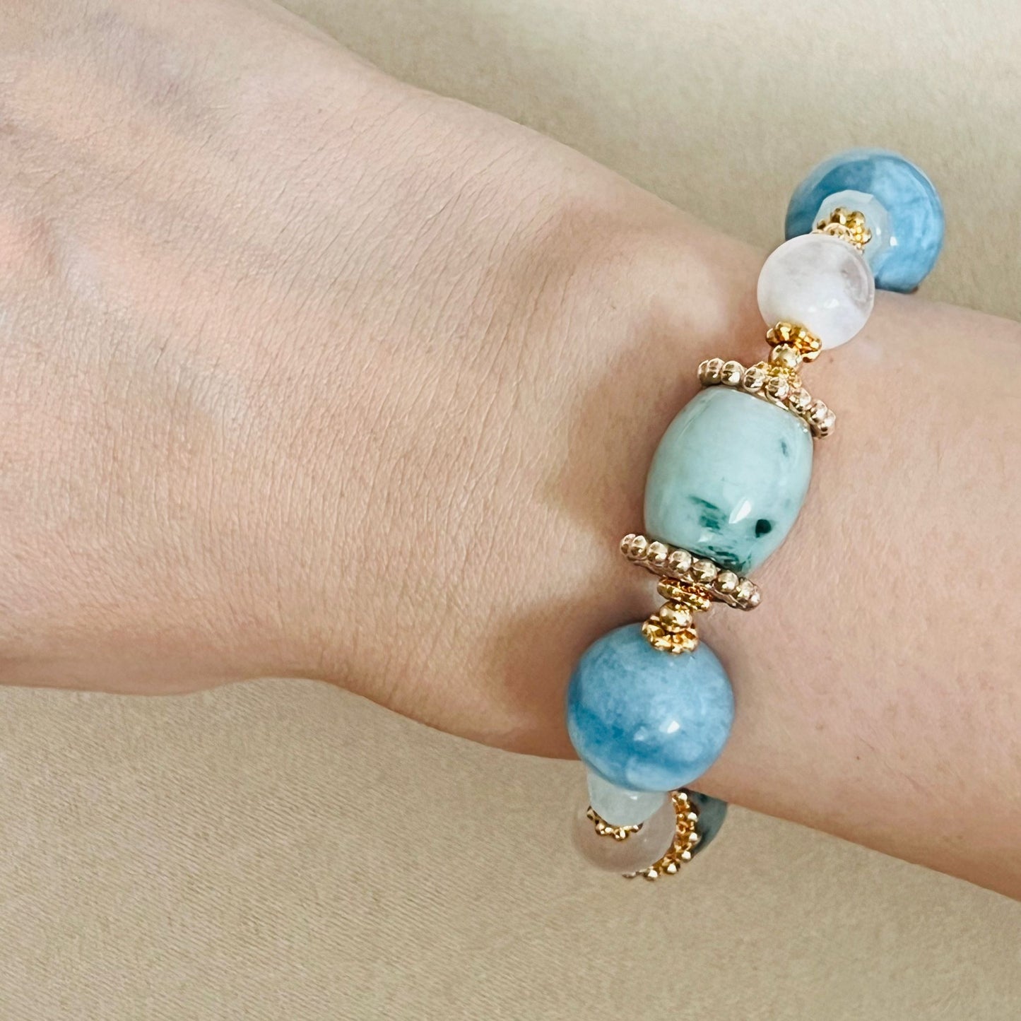 Aquamarine, Jade & Moonstone Bracelet