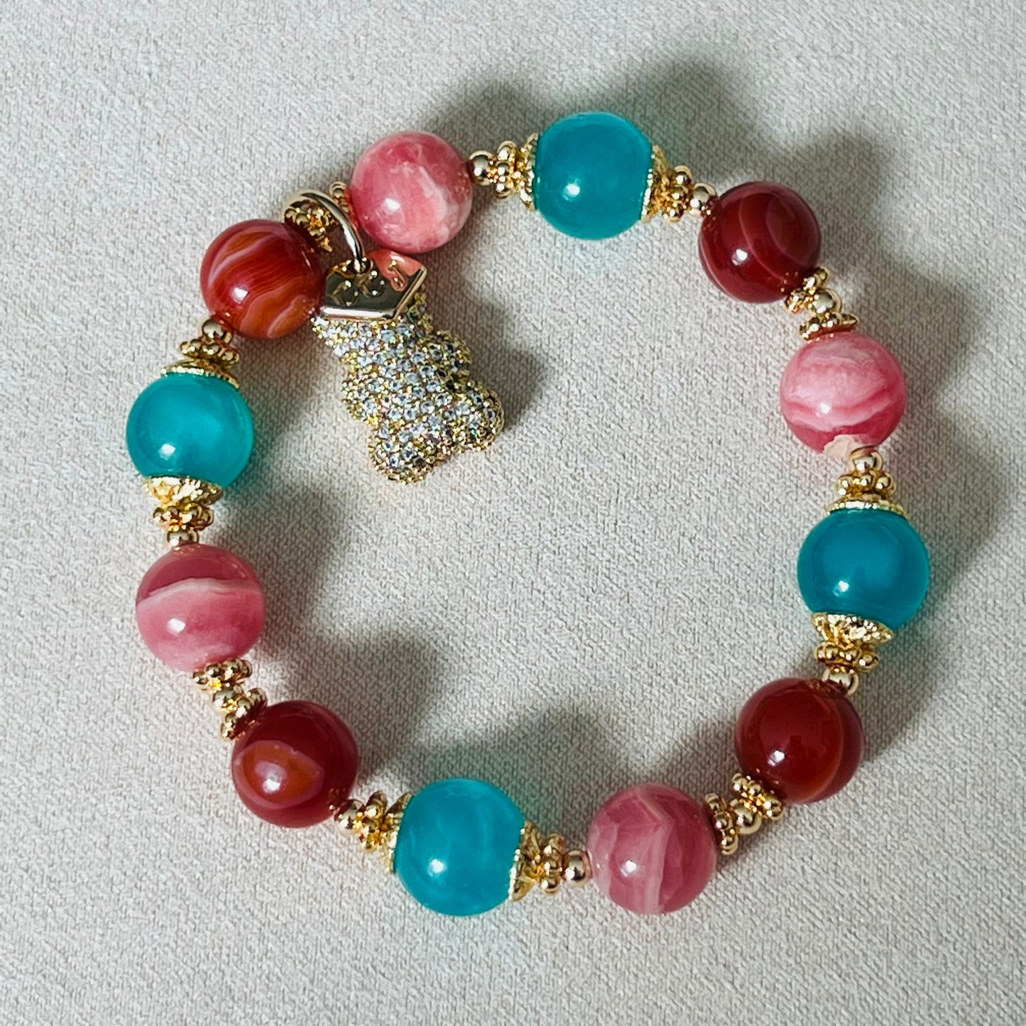 Amazonite, Carnelian & Rhodochrosite Bracelet