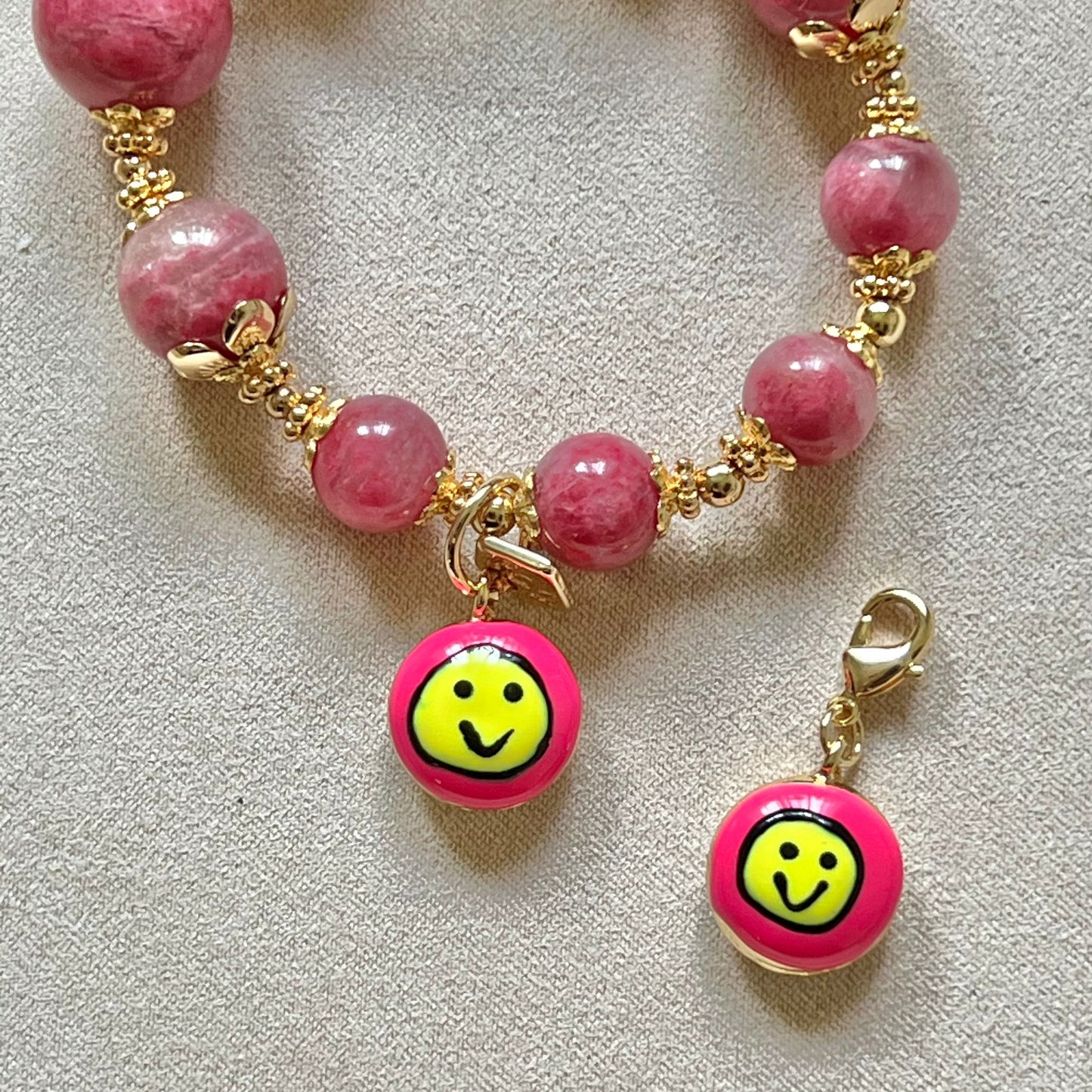 Pink Smiley Face Charm