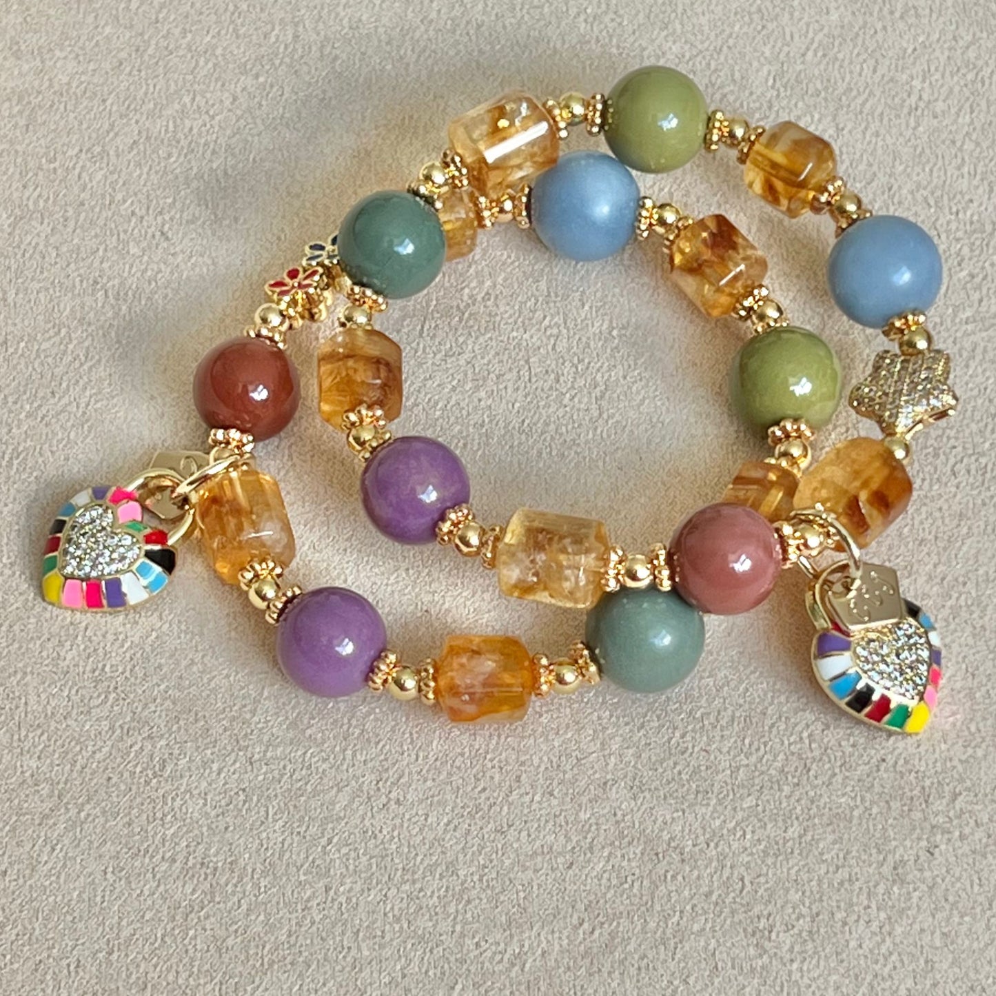 Star Alashan Agate Rainbow Bracelet