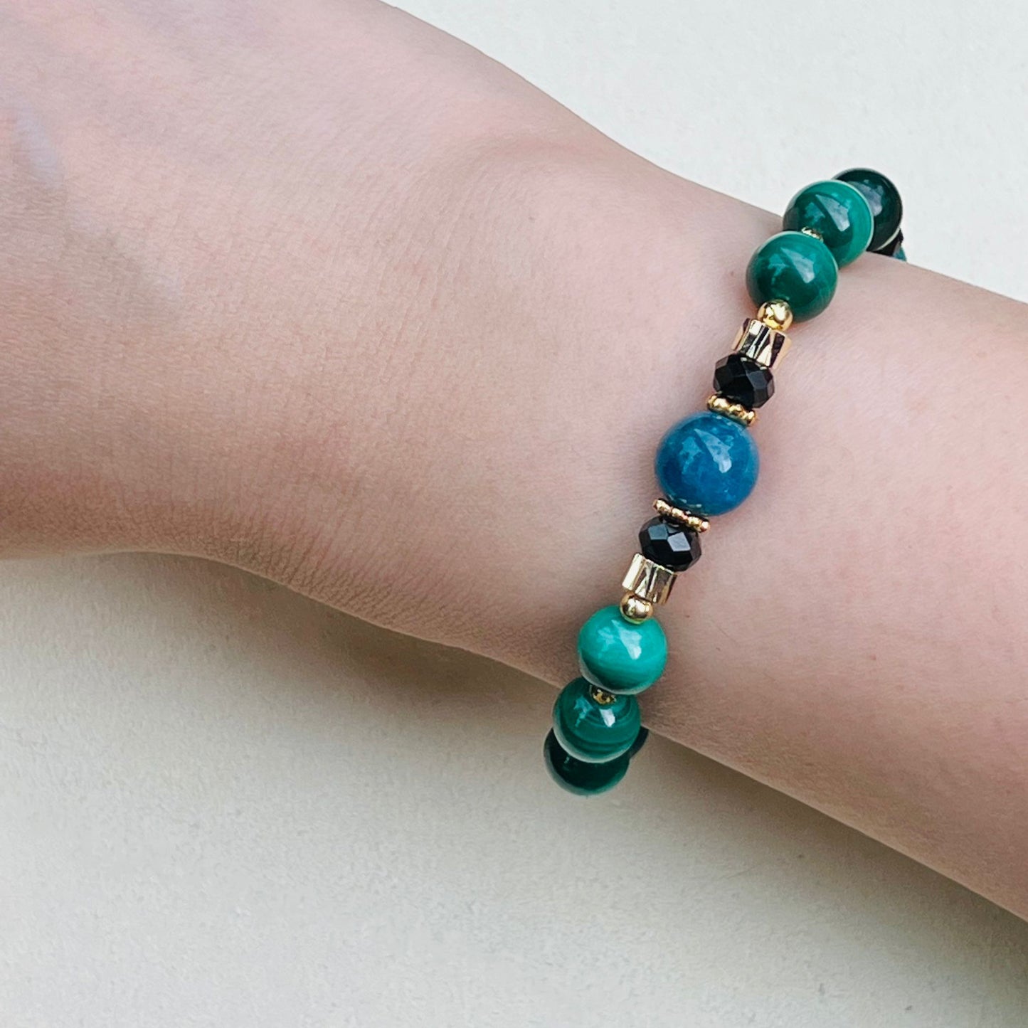 Baby Malachite & Blue Apatite Bracelet