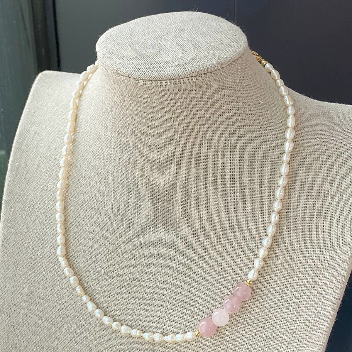 Madagascar Rose Quartz Pearl Necklace