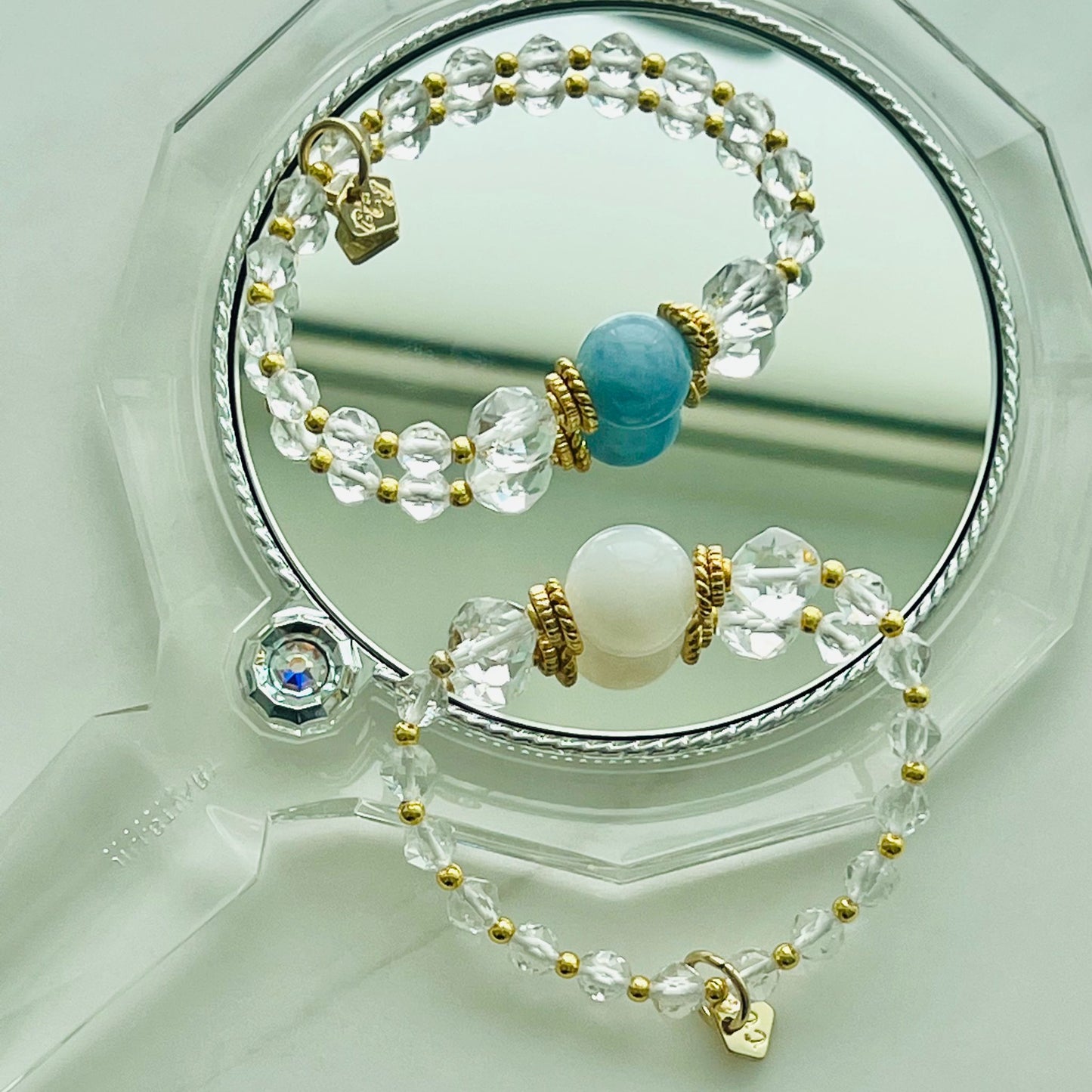 Sparkly Aquamarine & Quartz Bracelet