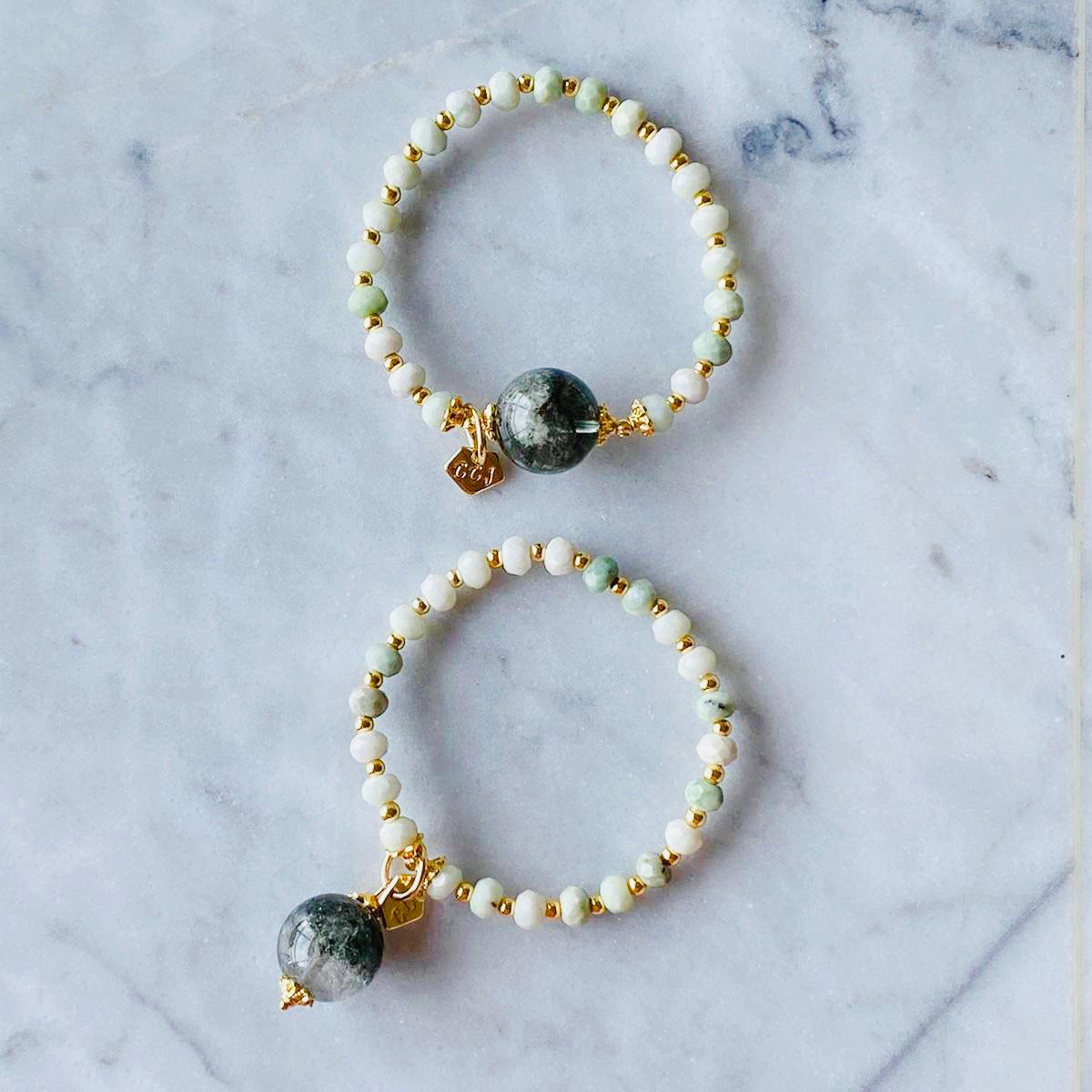 Jade & Green Phantom Quartz Charm Bracelet