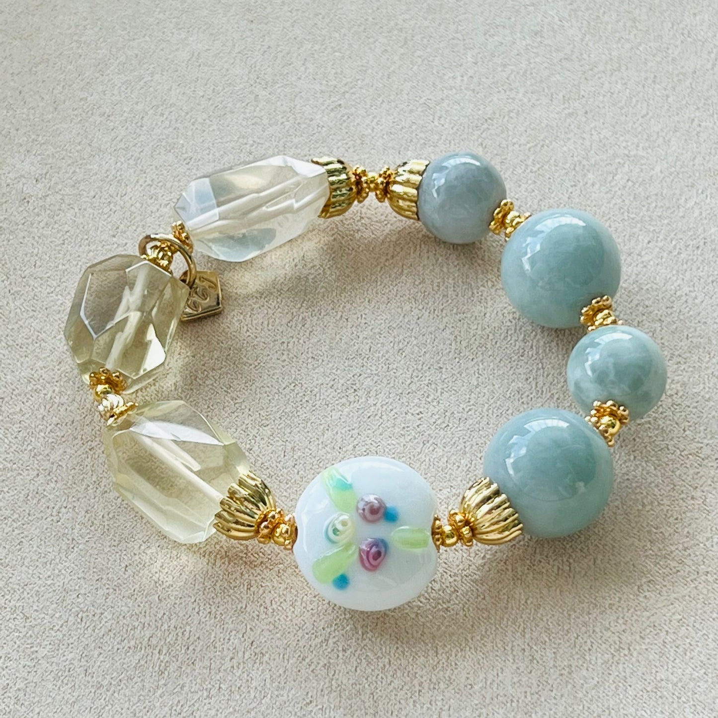 Jade & Raw Lemon Quartz Bracelet