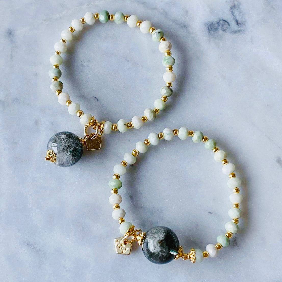 Jade & Green Phantom Quartz Charm Bracelet