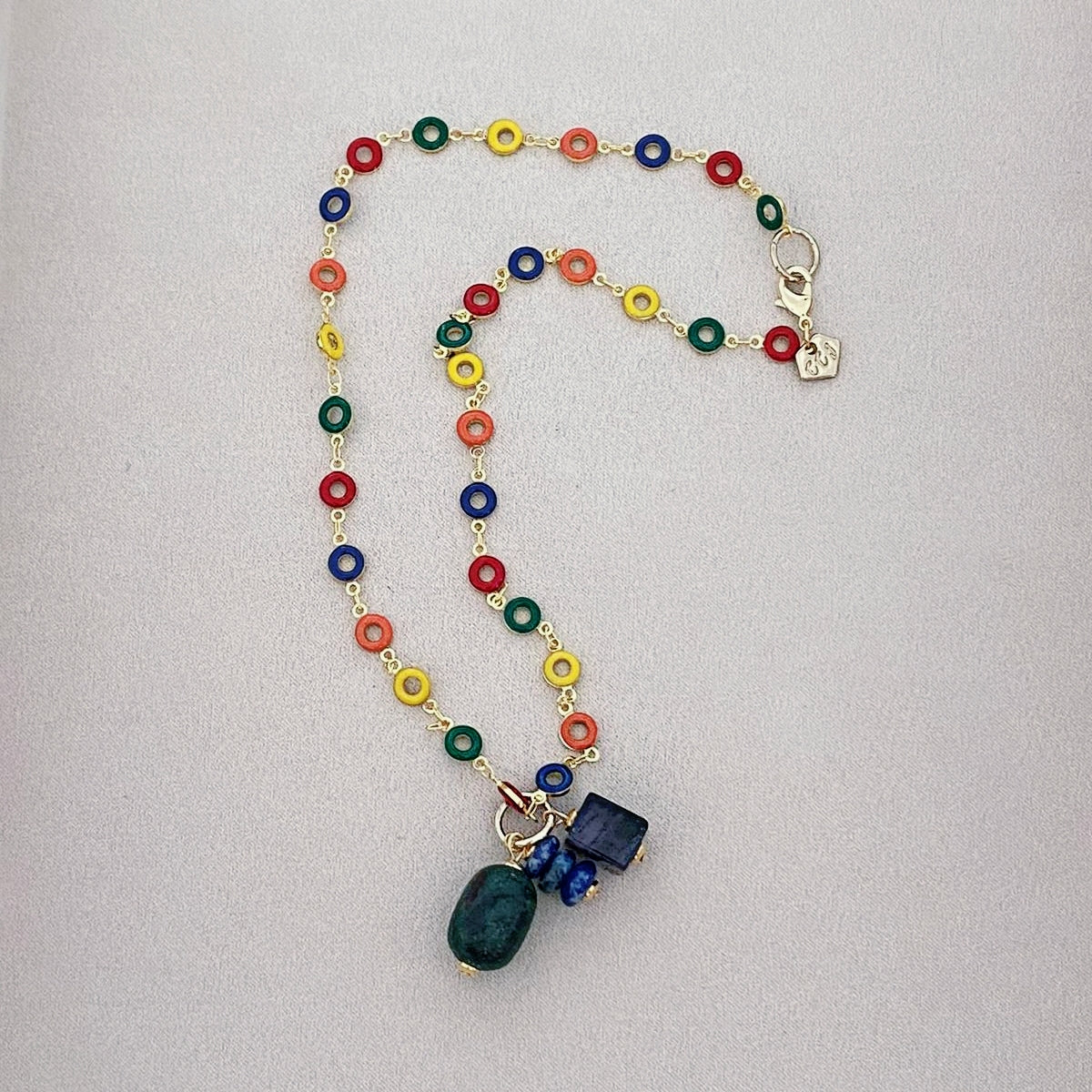 Ruby Zoisite, Amethyst & Lapis Lazuli Necklace