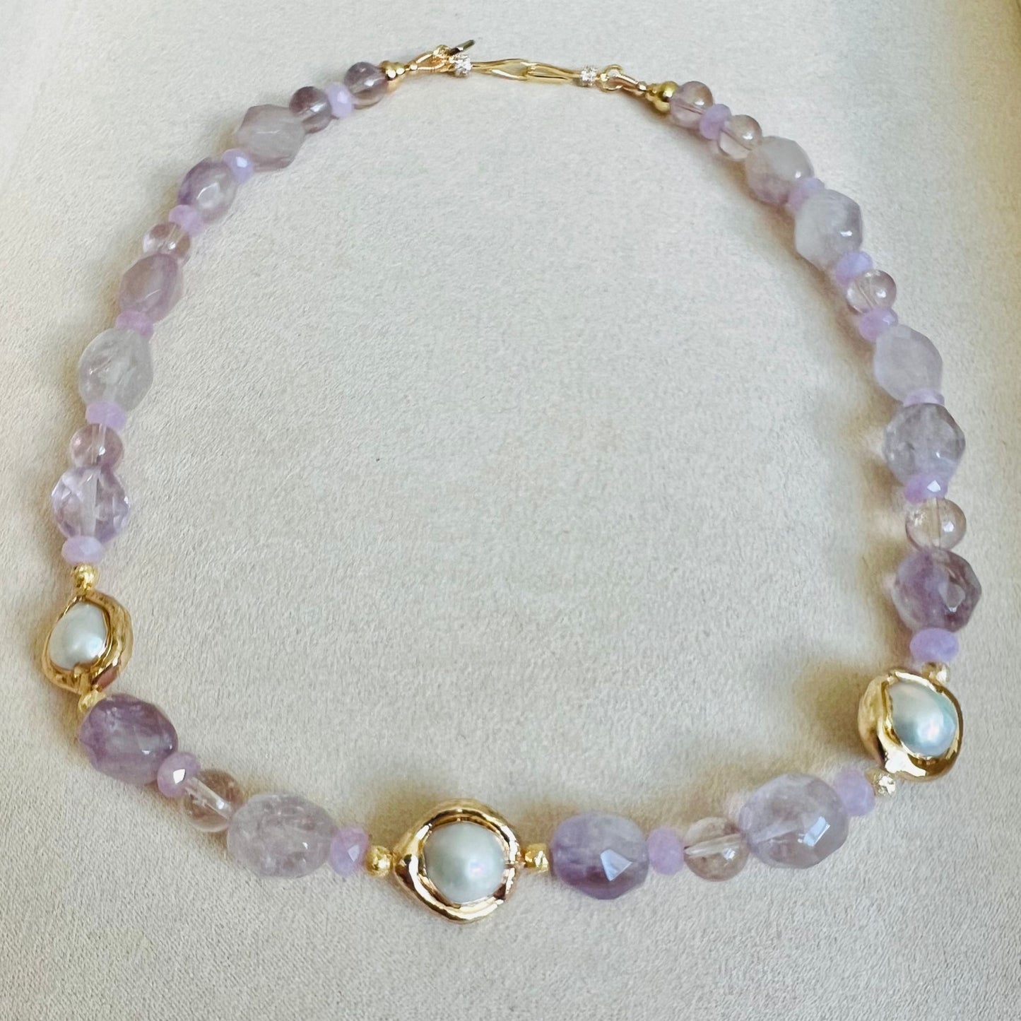 Amethyst, Ametrine & Baroque Pearl Charm Necklace