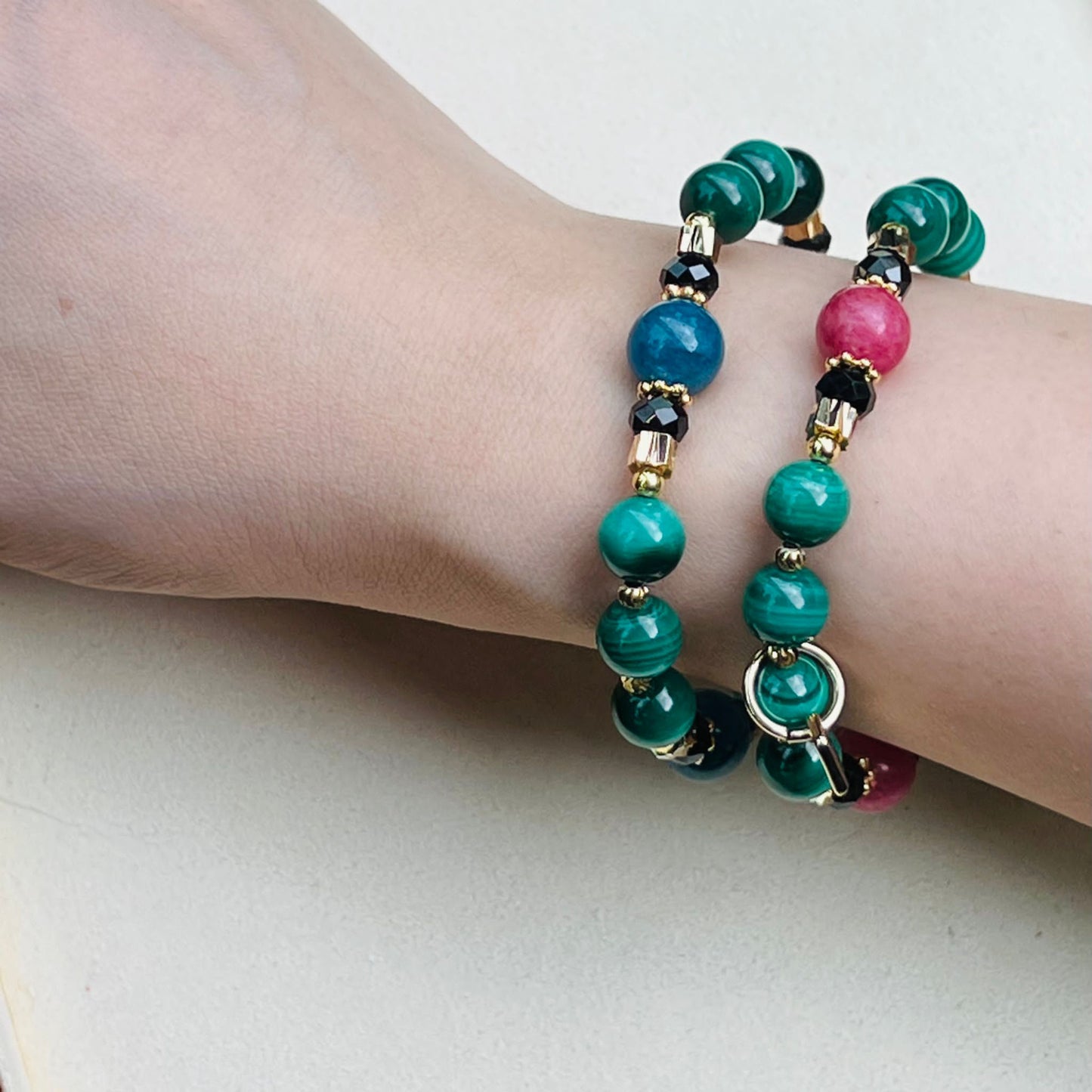 Baby Malachite & Blue Apatite Bracelet