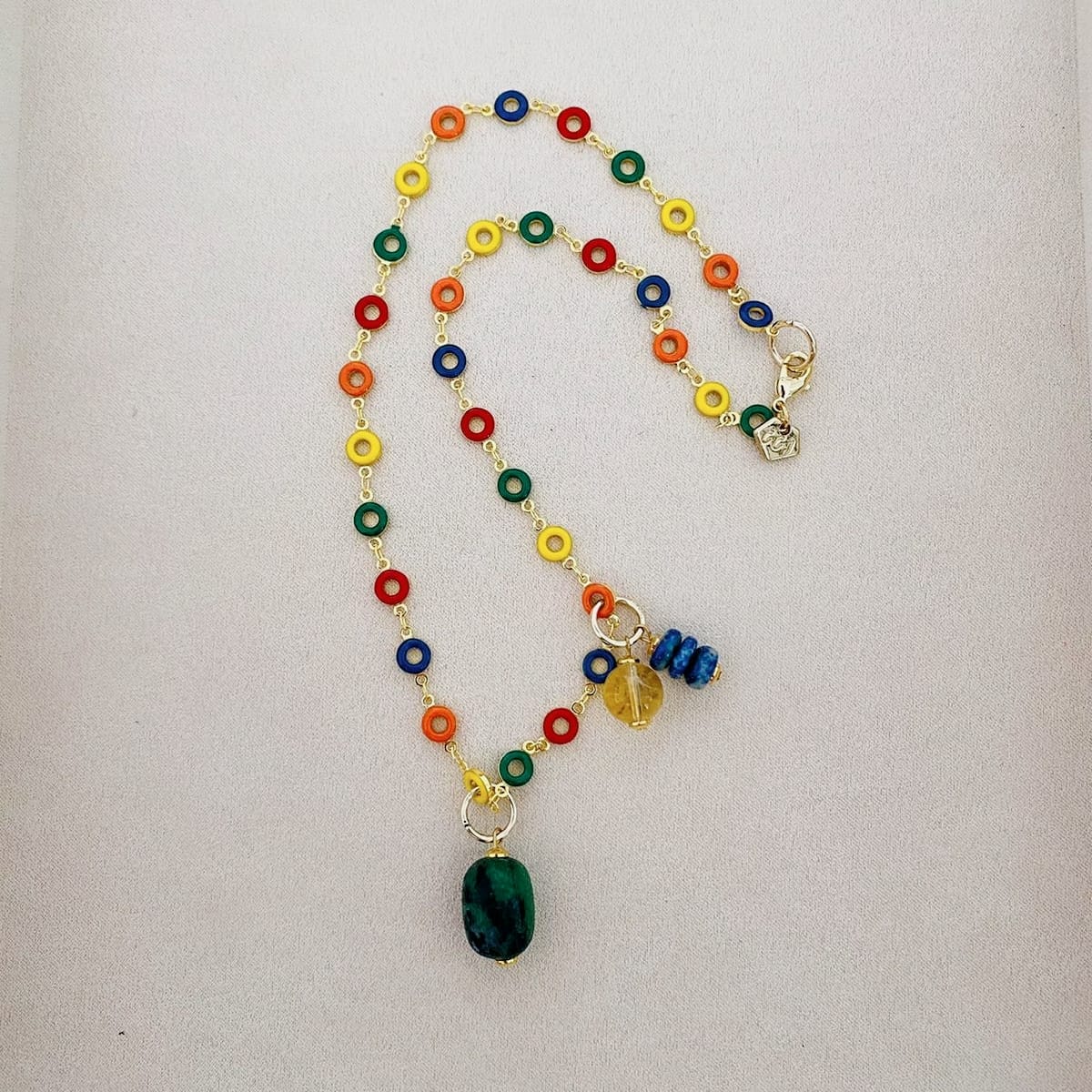 Ruby Zoisite, Citrine & Lapis Lazuli Necklace