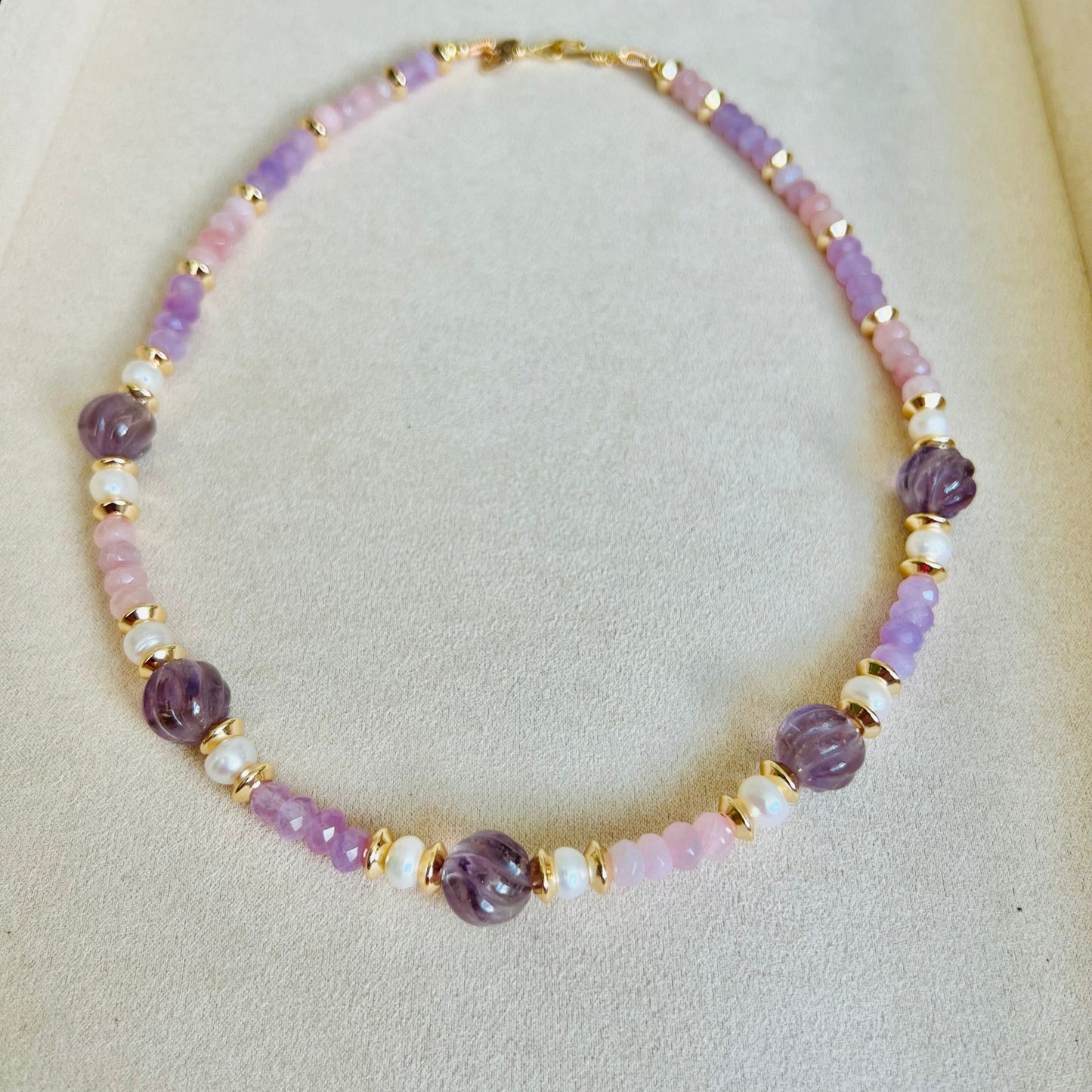 Amethyst, Baroque Pearl & Rose Quartz Necklace