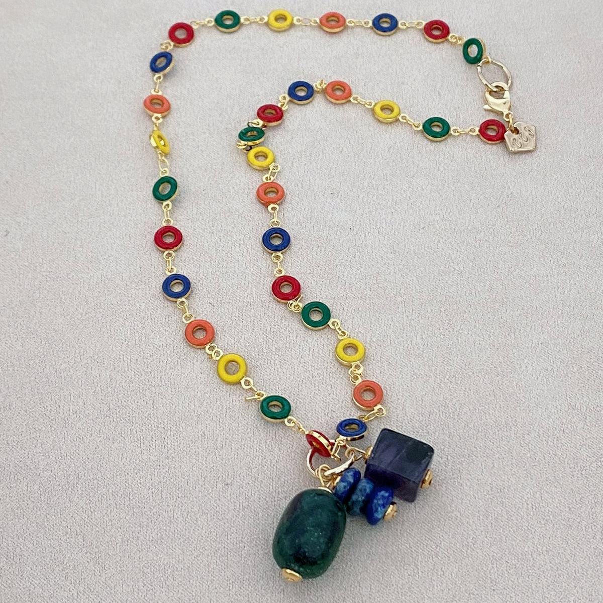 Ruby Zoisite, Amethyst & Lapis Lazuli Necklace
