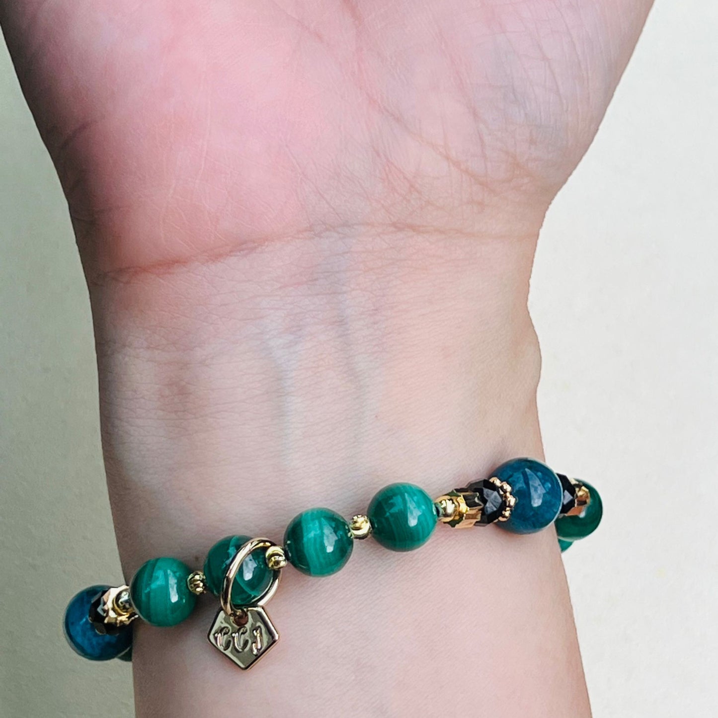 Baby Malachite & Blue Apatite Bracelet