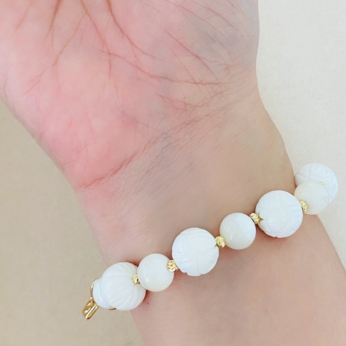 Delicate White Lotus Bracelet