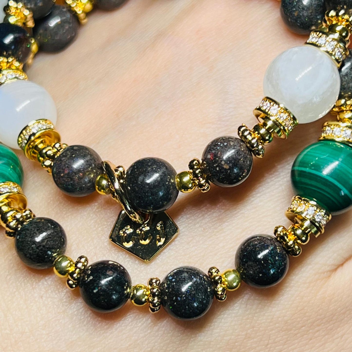 Black Opal & Malachite Bracelet