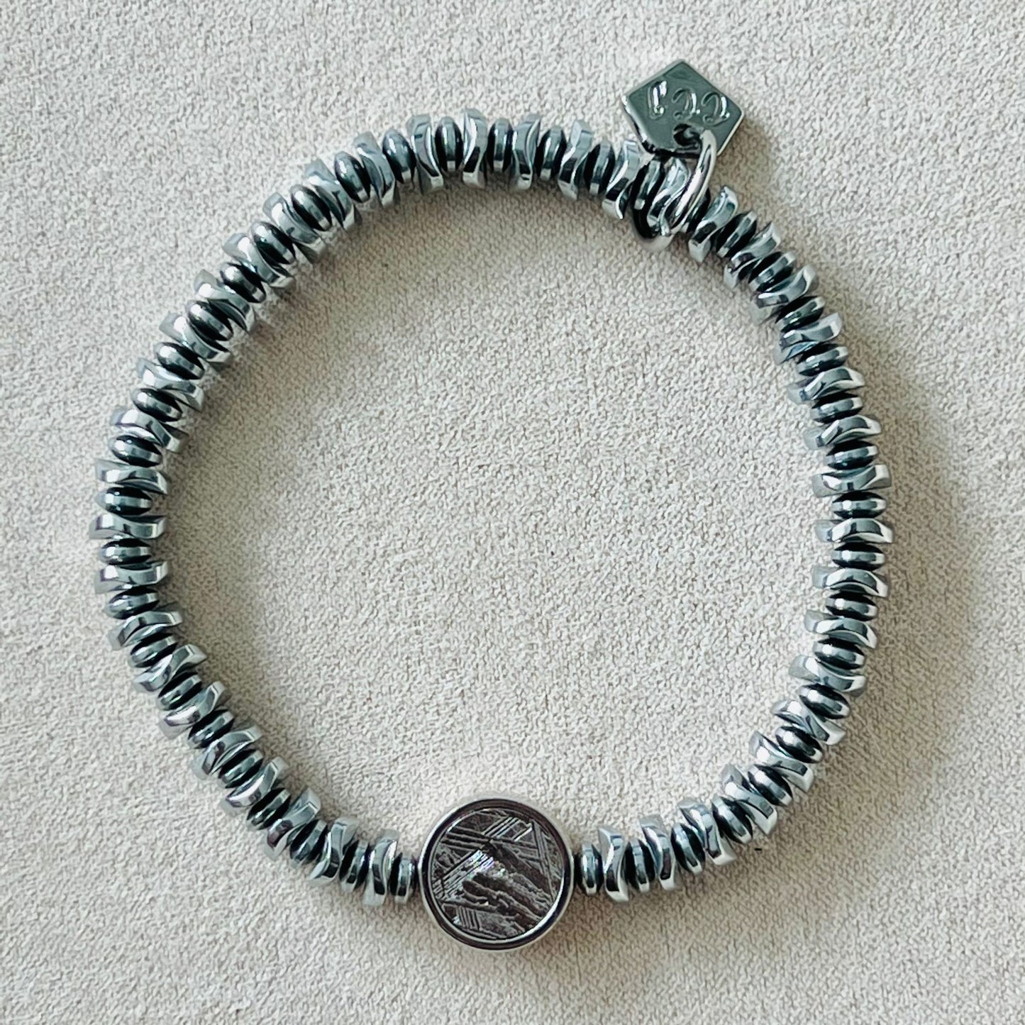 White Gold Meteorite Bracelet