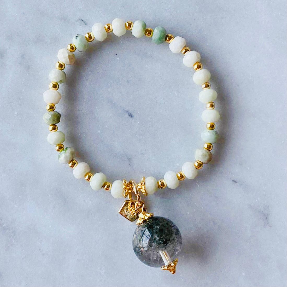 Jade & Green Phantom Quartz Charm Bracelet