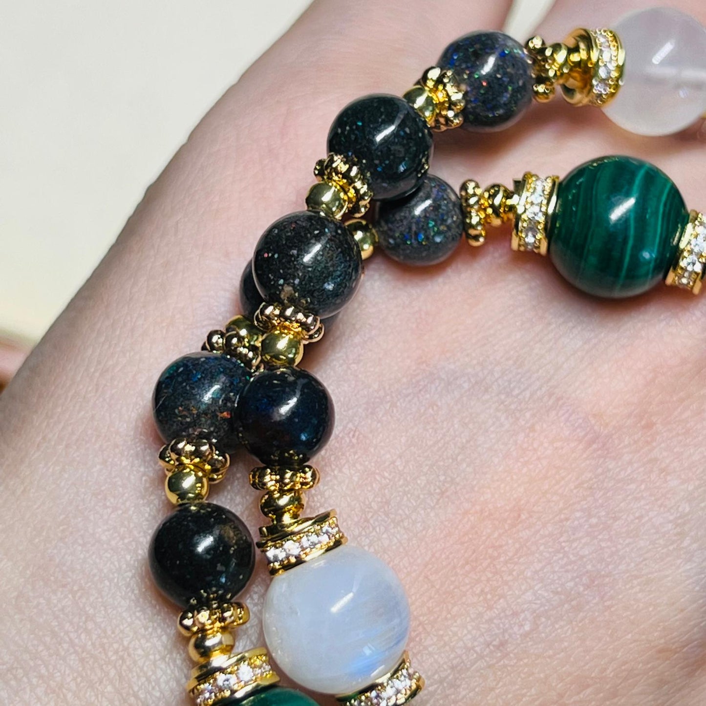 Black Opal & Malachite Bracelet