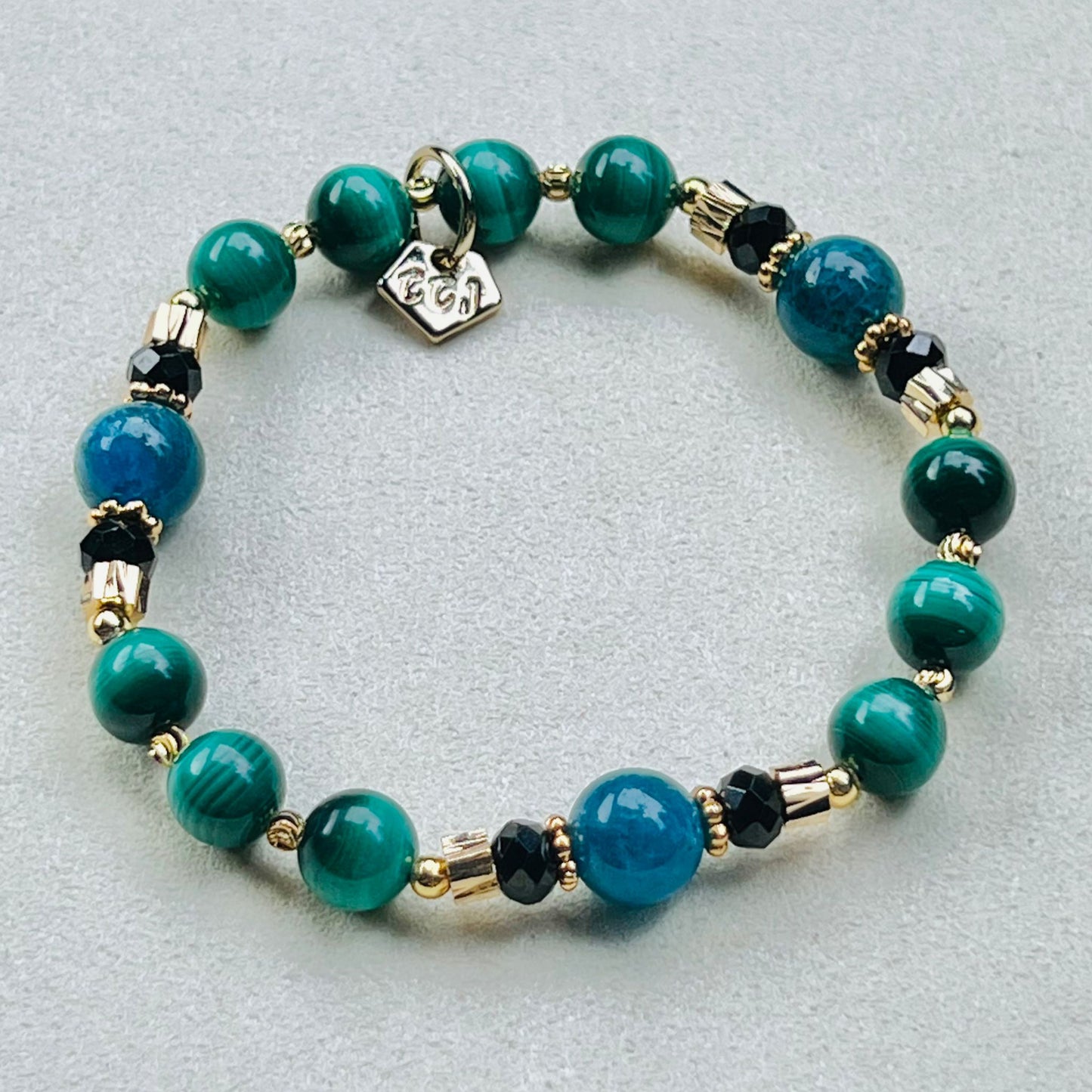 Baby Malachite & Blue Apatite Bracelet