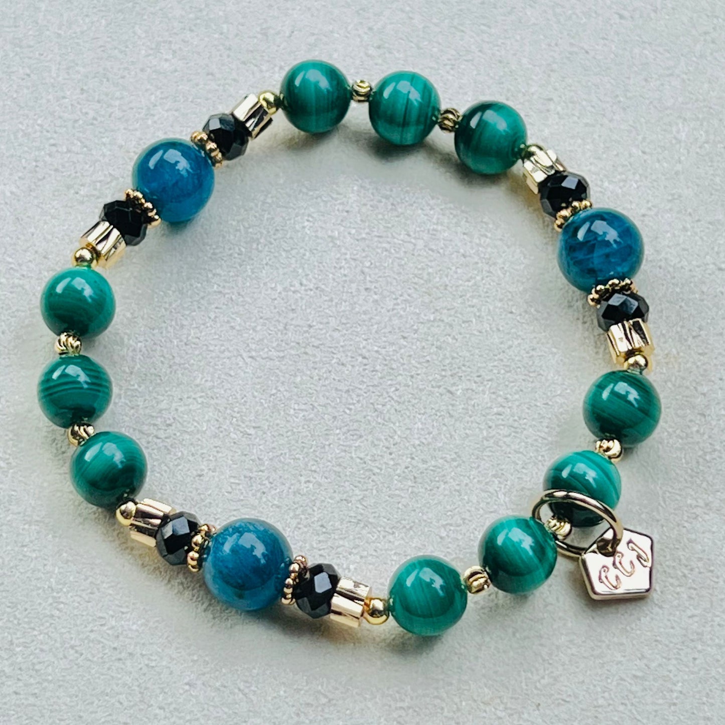 Baby Malachite & Blue Apatite Bracelet