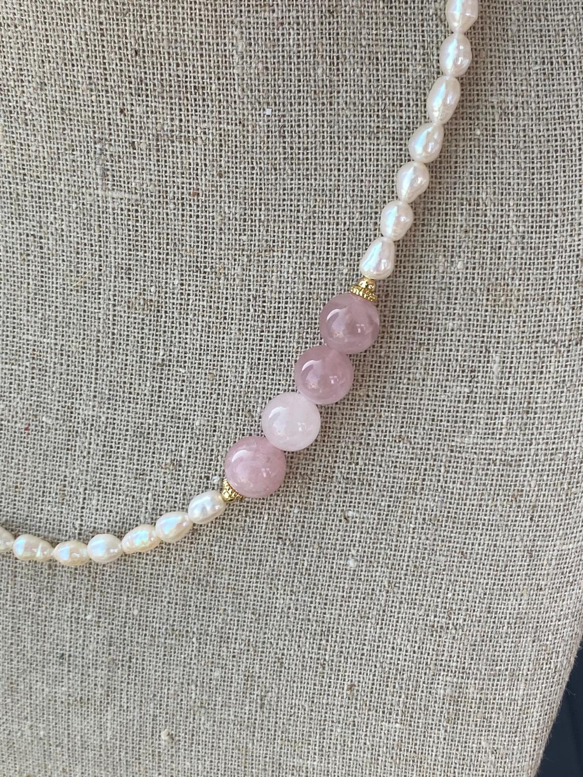 Madagascar Rose Quartz Pearl Necklace