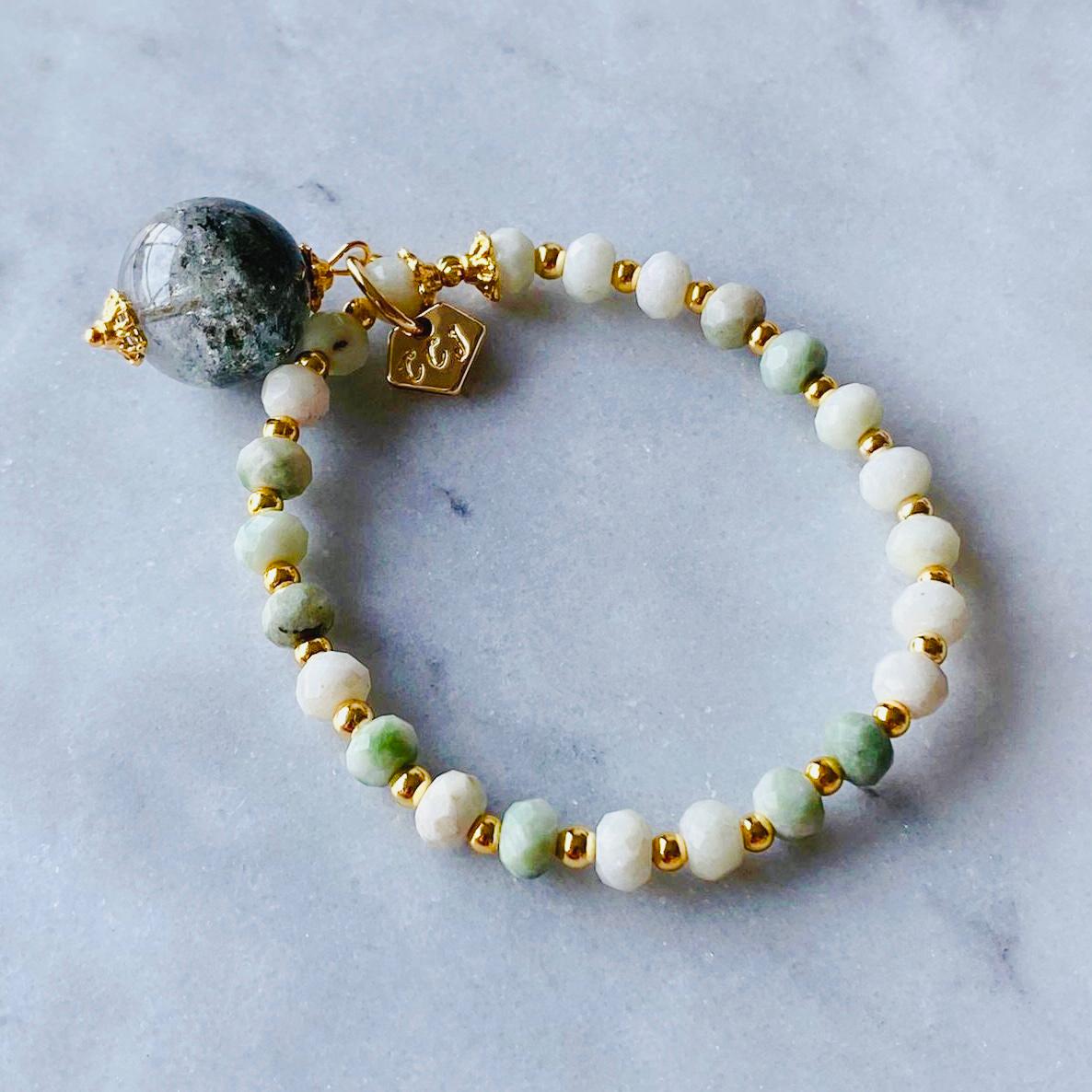 Jade & Green Phantom Quartz Charm Bracelet