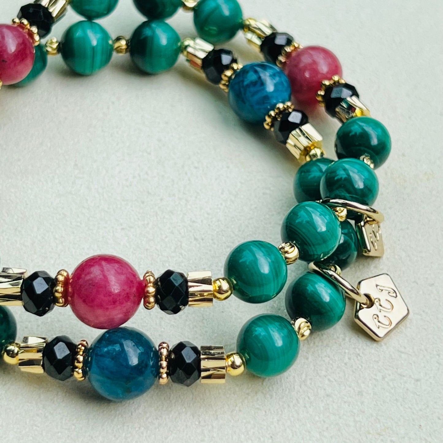 Baby Malachite & Blue Apatite Bracelet