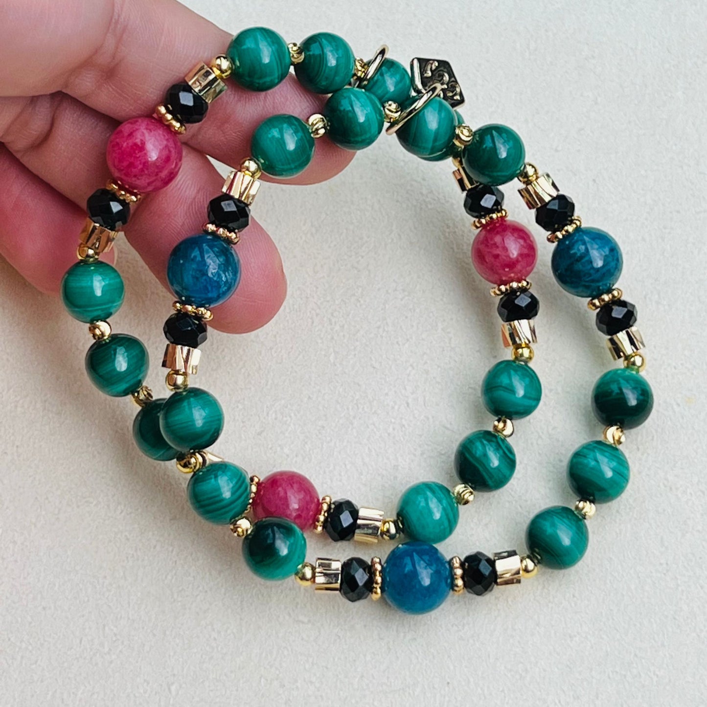 Baby Malachite & Blue Apatite Bracelet