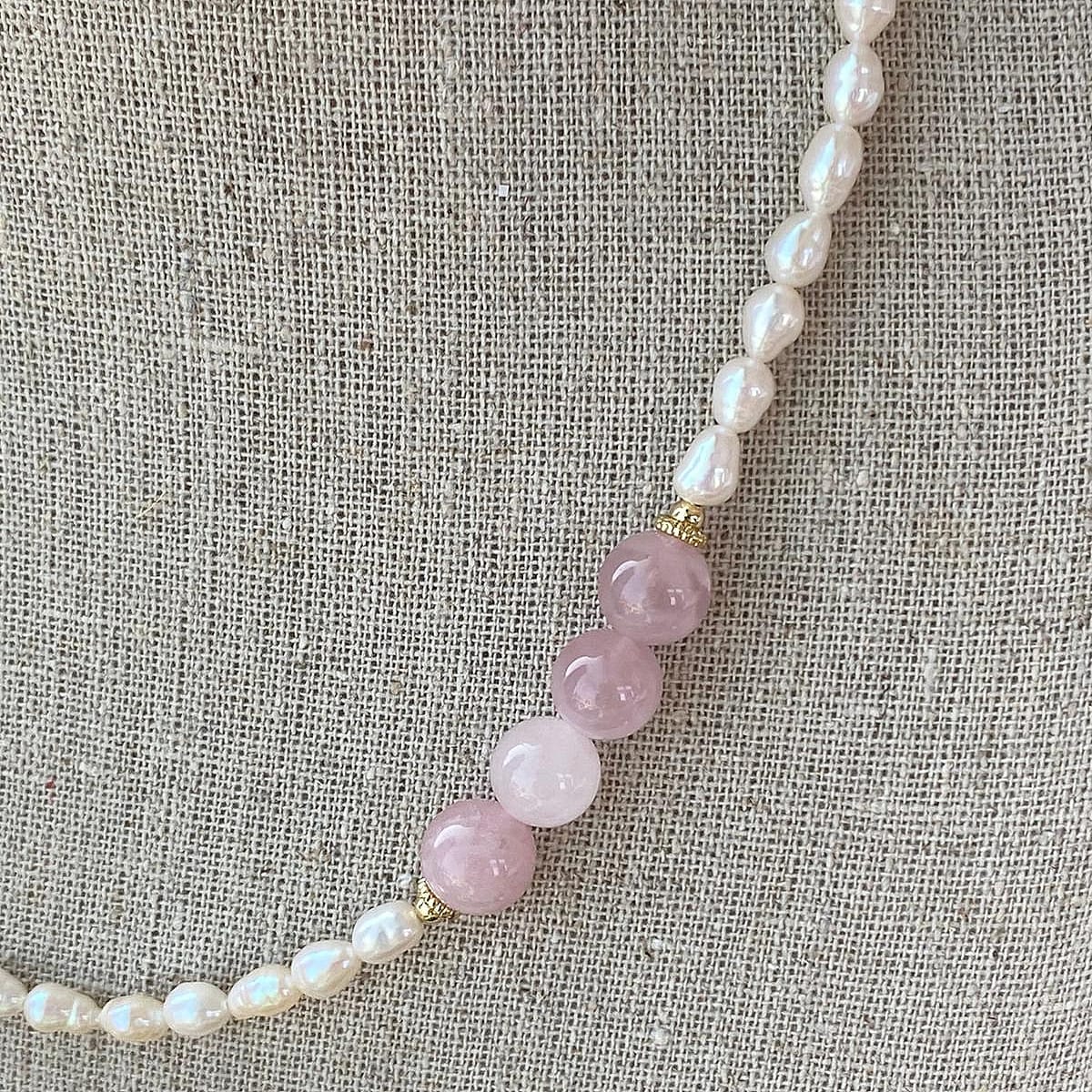 Madagascar Rose Quartz Pearl Necklace