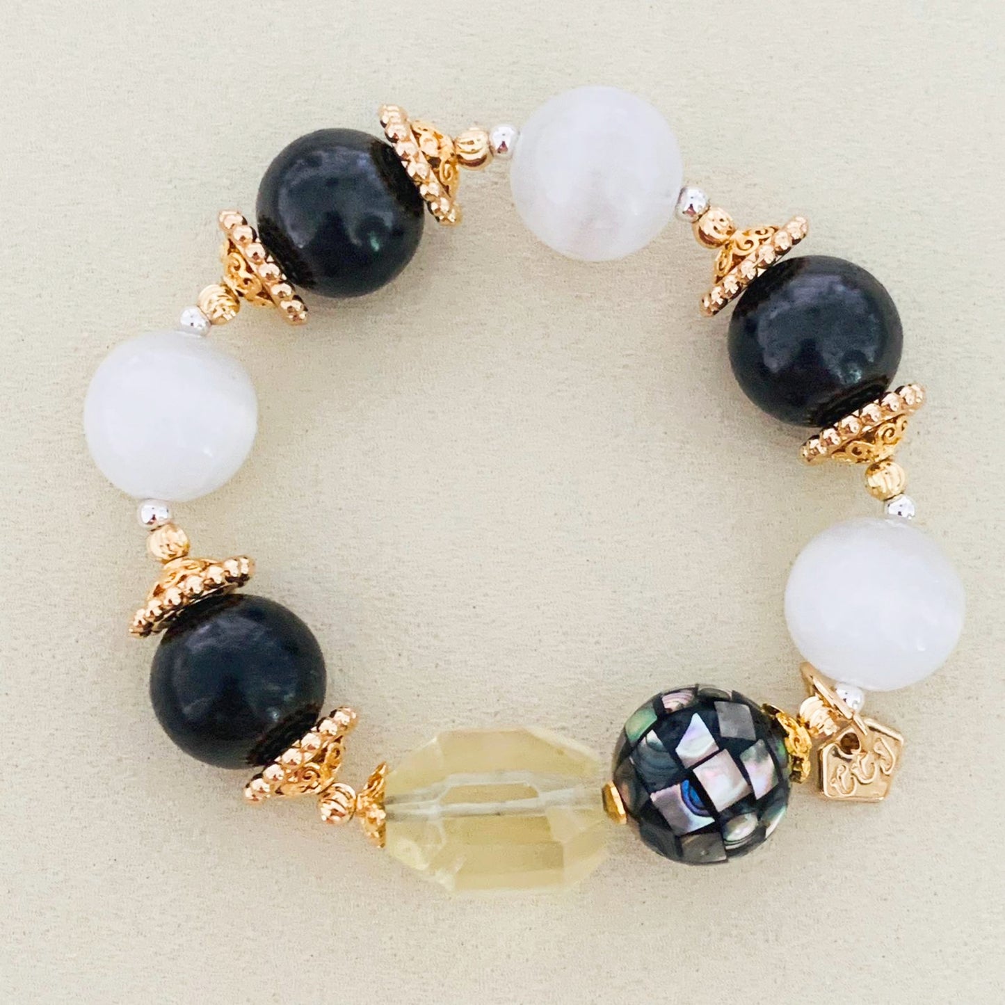 Shungite, Selenite & Lemon Quartz Bracelet