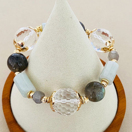 Clear Quartz, Jade & Labradorite Bracelet