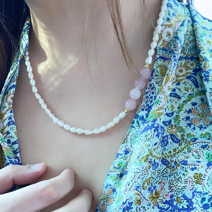 Madagascar Rose Quartz Pearl Necklace