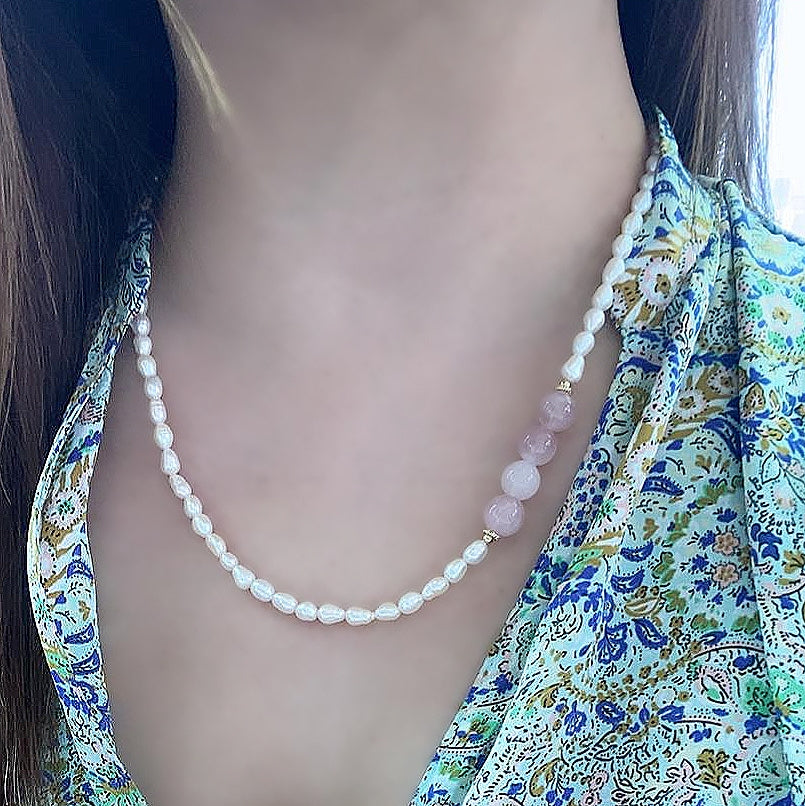 Madagascar Rose Quartz Pearl Necklace