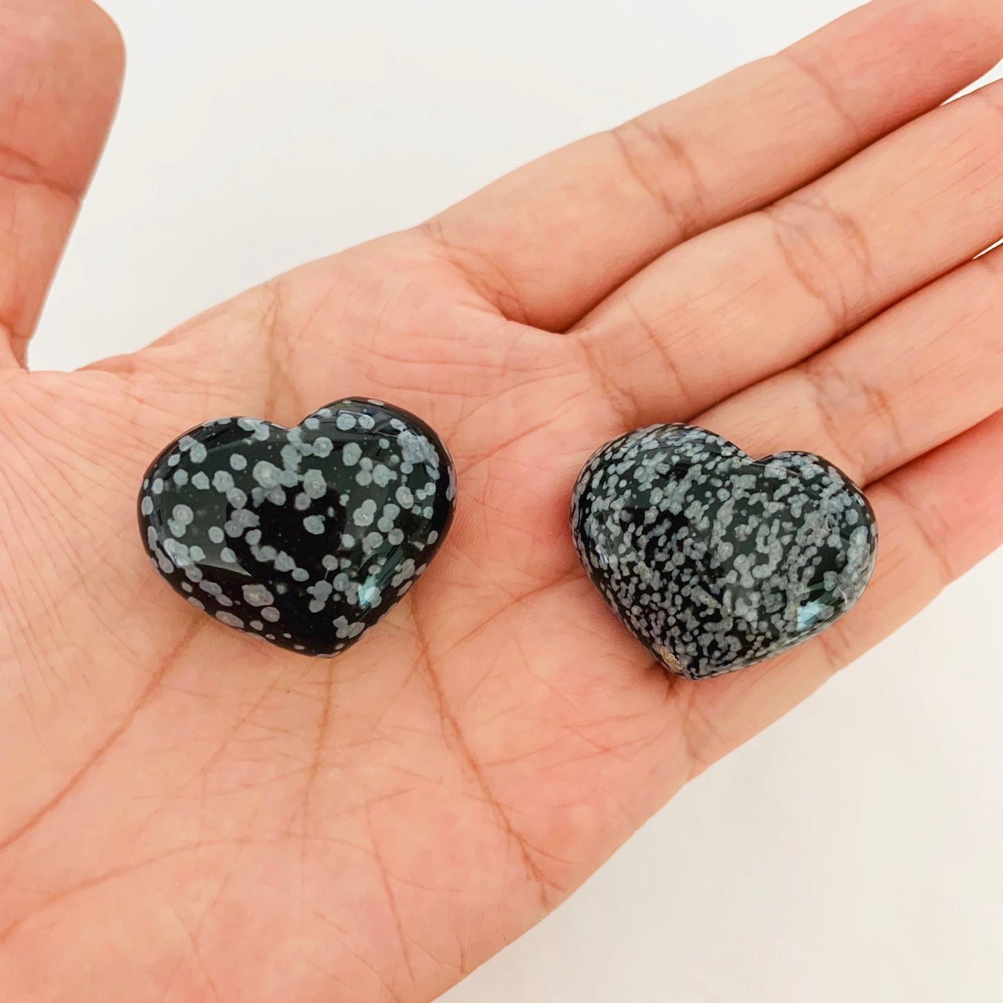 Puffy Snowflake Obsidian Hearts