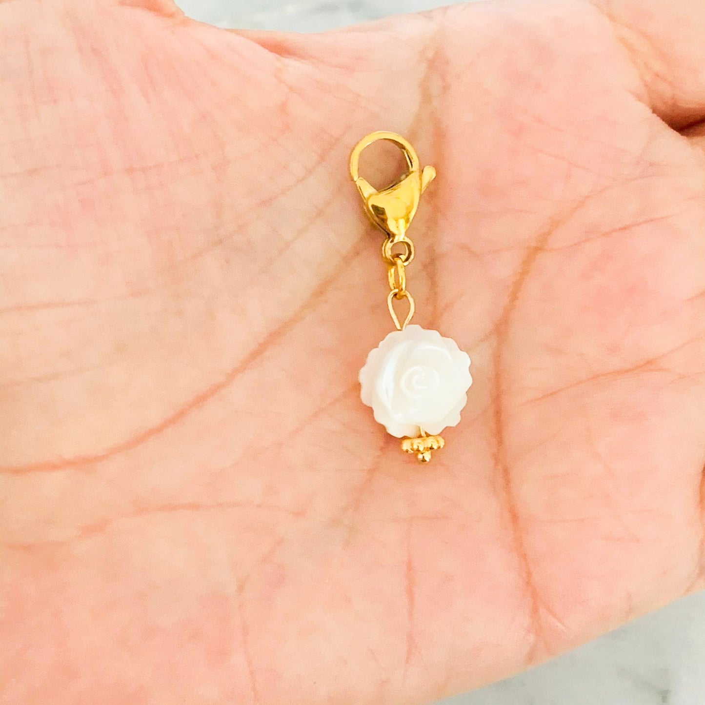 Mother Of Pearl Rose Charm
