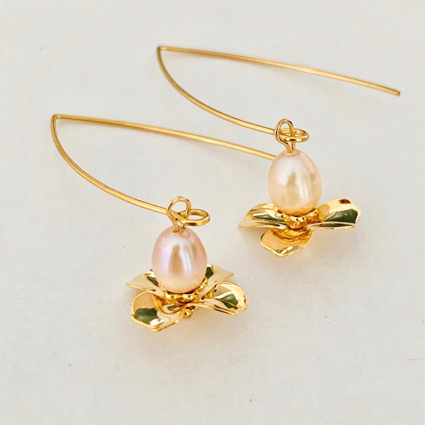 Pink Pearls Snowdrops Earrings