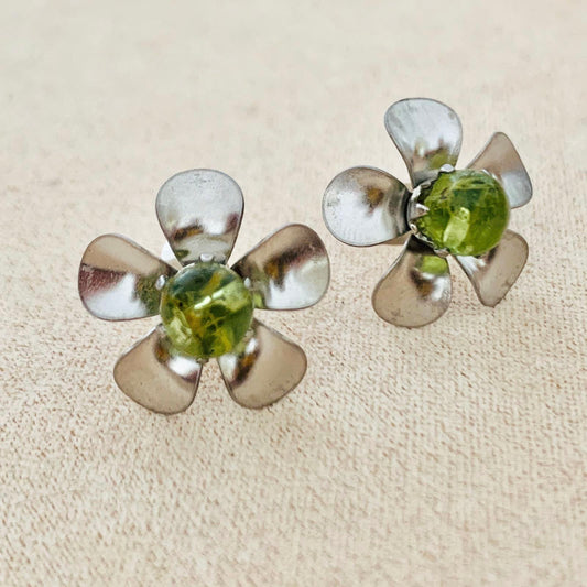 Peridot Floral Stud Earrings