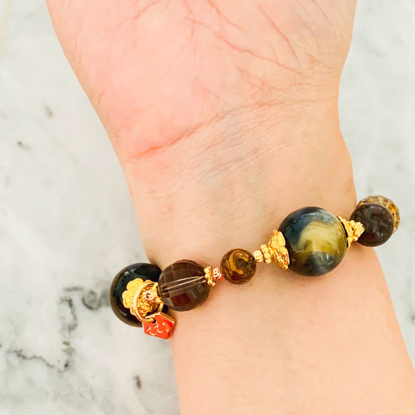 Jasper, Smoky Quartz & Tigereye Bracelet