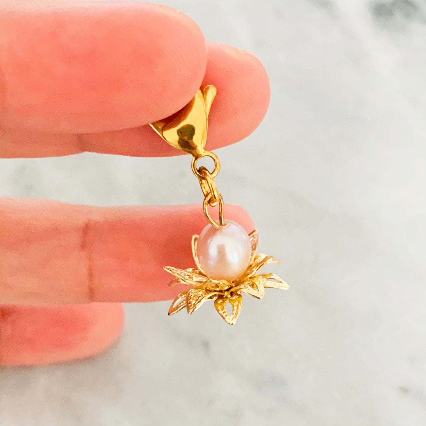 Pink Pearl Flower Charm