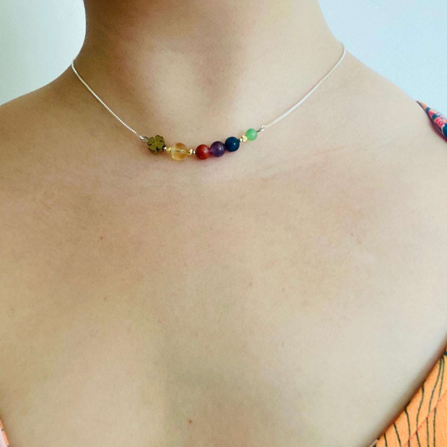 Rainbow Lucky Clover Necklace