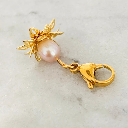 Pink Pearl Flower Charm