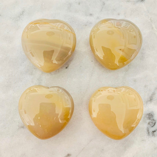 Puffy Yellow Agate Hearts